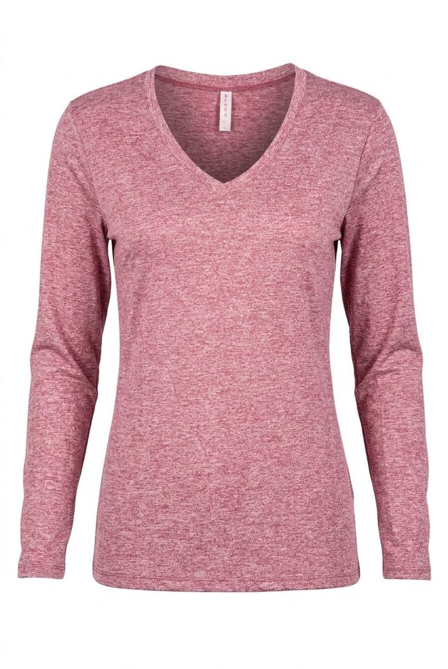 Eevee Women's Athletic V-Neck Long Sleeve Performance Top #924